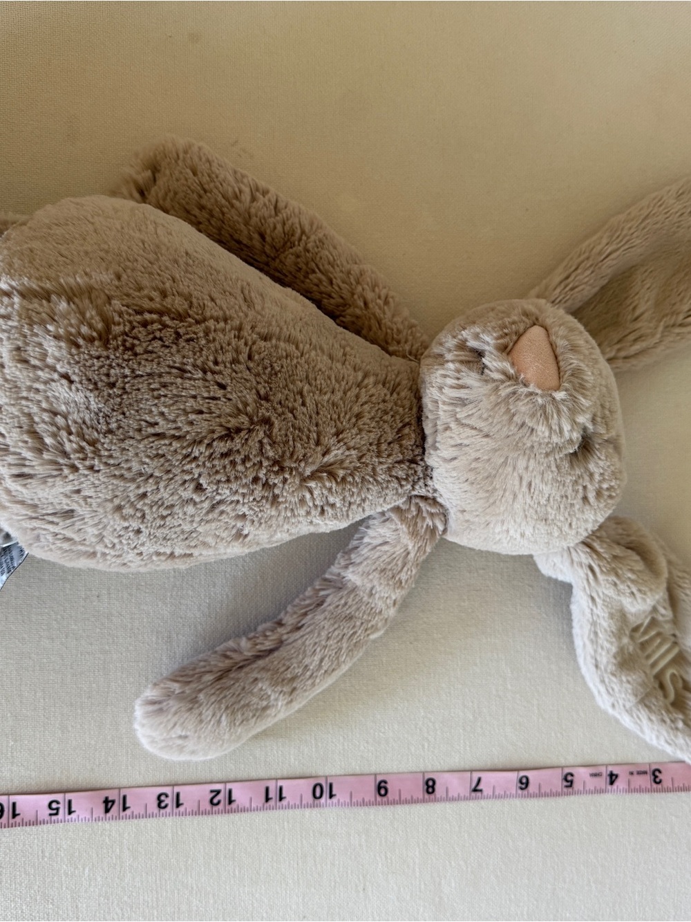 Jellycat Bashful Beige Bunny Plush large embroidered ear - Picture 10 of 12
